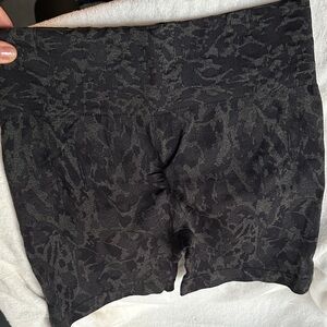 Black Patterned High-Waisted Shorts